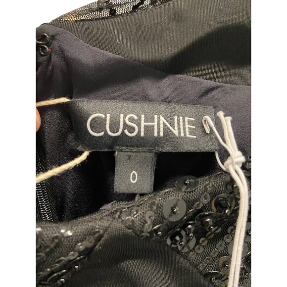 FWRD Cushnie Off The Shoulder Mini Dress Sequin Embellished Tulle Sleeve Size 0 - Picture 9 of 14